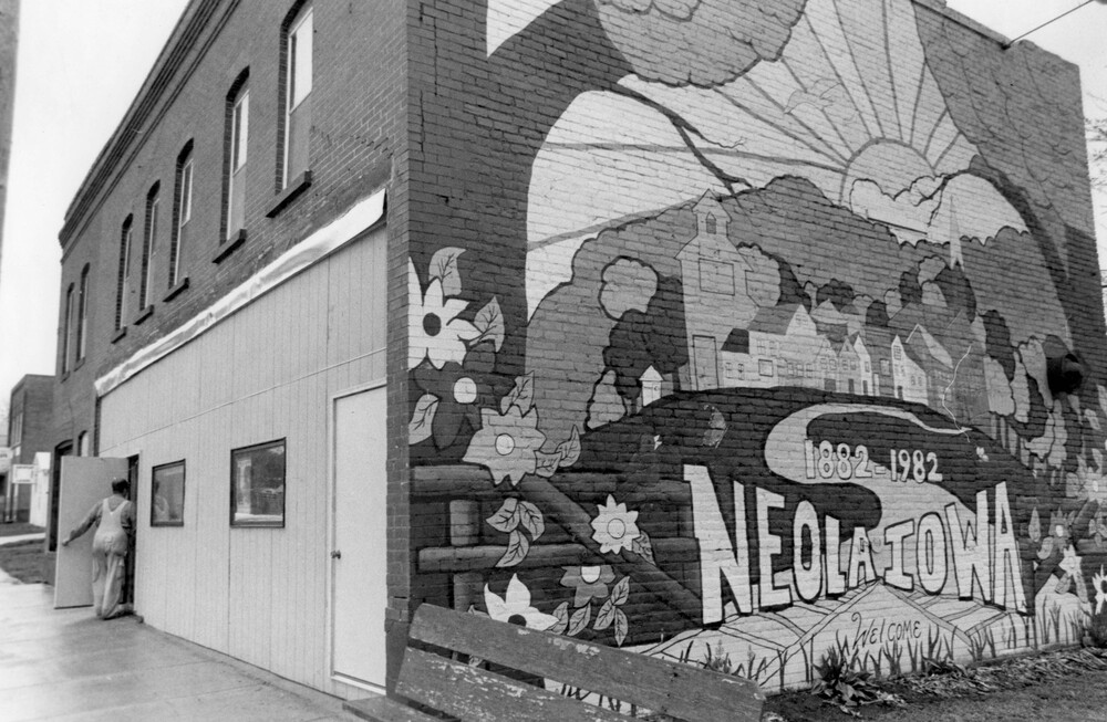 A painted mural on a building.