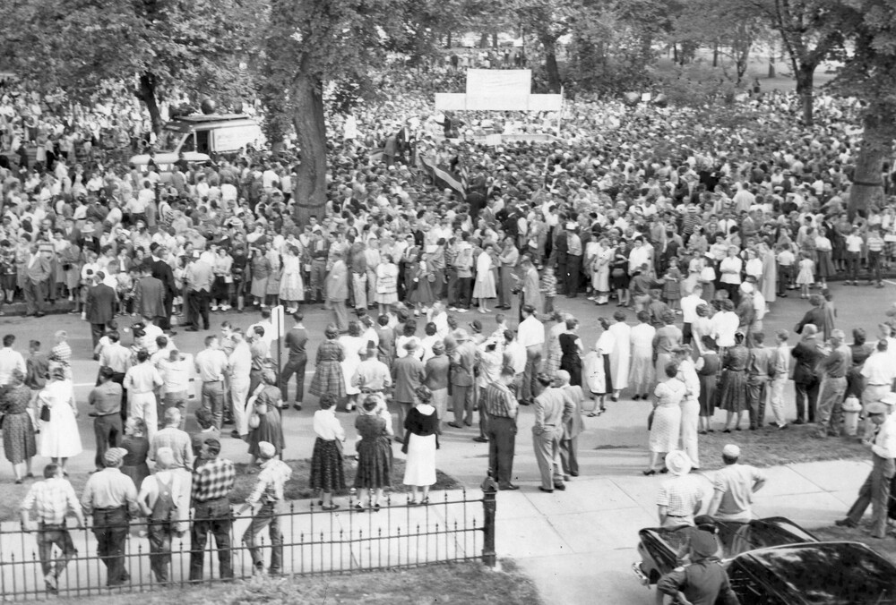 Crowd in a park.