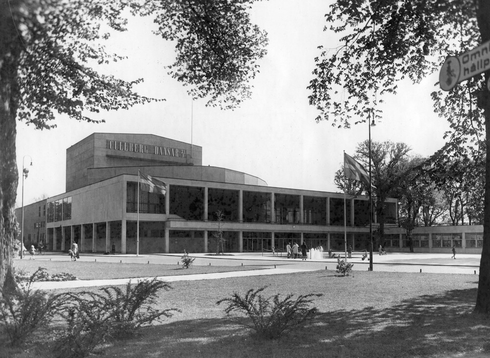 Large theater building.