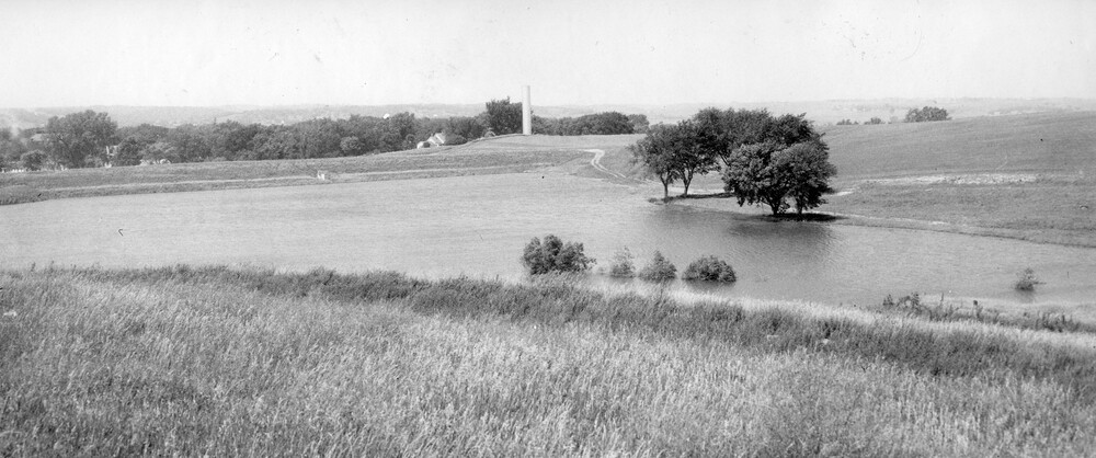 photo of lake and shores with trees and grasses
