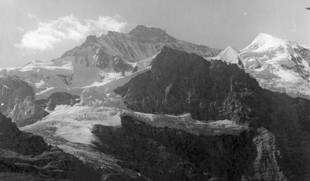 Snow-covered mountains.