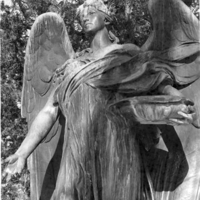 large bronze statue of angel