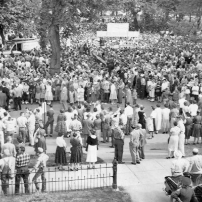 Crowd in a park.