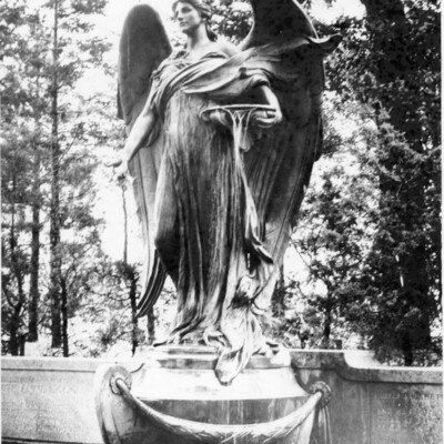 large outdoor statue/fountain of an angel